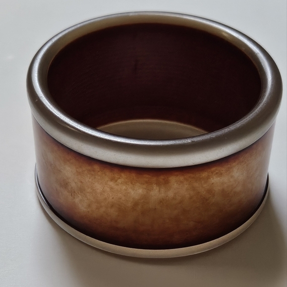 Rare! Vintage Anne Klein Chunky silver brown yellow Acrylic Bold Bangle Bracelet - Picture 5 of 11